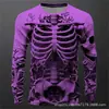 Camiseta de manga larga casual retro con calavera 3D para hombre, cuello redondo, pulóver, nuevo, transfronterizo, directo del fabricante