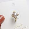 Anillo de Perla Natural de Agua Dulce Cobre Blanco Chapado en Oro 925 Media Plata Moda Simple Rombo Venta al por Mayor en Vivo Perla Real