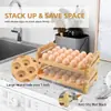 Estante de Huevos de Madera Transfronterizo Apilable Multicapa Refrigerador de Cocina Estante de Huevos Exhibidor de Estante de Supermercado Bandeja de Huevos de Madera