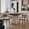 Mesa de Comedor de Pizarra Estilo Crema, Mesa Redonda Variable, Mesa de Comedor Cuadrada y Redonda de Madera Maciza para el Hogar, Mesa de Comedor Simple Francesa para Apartamento Pequeño