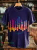 Estampa Retro Cruzada Tecla de Piano Masculina Gola Redonda Manga Curta Estampa Digital 3D Personalizado Peça Única Atacado