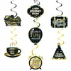 Decoraciones para fiesta de jubilación con sombrero negro y dorado transfronterizo, banderines, juego de espirales de panal, accesorios y suministros de decoración