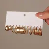 Pendientes de moda transfronteriza europea y americana de amor, juego de 6 piezas, pendientes creativos de círculo dorado con perlas y diamantes, traje de pendientes