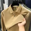 Camisa polo popular para hombre, camiseta 100% algodón de alta calidad, manga larga de otoño, cuello camisero, top bordado para hombre