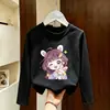 Camiseta de manga comprida para meninas, nova e estilosa, 2026 primavera e outono, blusa básica de algodão puro para meninas, top de outono fofo para crianças