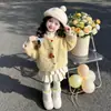 Abrigo de Color con Hebilla Forrado de Piel Estilo Coreano para Niñas Nuevo Estilo Invierno 2026 Abrigo Elegante de Lana Sintética Ropa de Moda para Niños