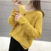 Suéter de Punto Calado con Cuello en V Estilo Nuevo Primavera y Otoño 2026 Suéter de Punto con Cuello Redondo a la Moda para Mujer Cárdigan Delgado Holgado Parte Superior Base