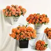 Venta directa de fábrica de flores de hortensia artificiales de color naranja, de un solo tallo con hojas, al por mayor para decoraciones de bodas, disponibles para exportación y ventas transfronterizas