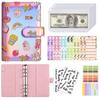 Cuaderno de hojas sueltas A6 a color transfronterizo, planificador de presupuesto en efectivo creativo, libro de cuenta manual, bolsa con cremallera, libreta de depósitos