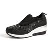 Zapatos de Cuña Talla Grande para Mujer 2025 Primavera Nuevo Estilo Zapatos con Pedrería para Aumentar Altura Interior Tacones Altos Zapatos Perezosos Zapatos Deportivos Casuales para Mujer