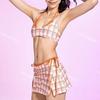 Novo Conjunto de Biquíni Sexy de Xadrez Contrastante das Spice Girls Três Peças Rosa Barbie Roupa de Banho para Férias na Ilha Spa
