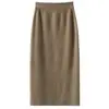Elegancia Francesa 100% Lana Punto Liso Falda Midi Adelgazante Temperamento Falda de Punto Otoño Invierno Nueva Versátil Ropa para Mujer