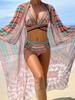 Comercio electrónico transfronterizo 2024 comercio exterior nuevo bikini sexy cruzado cintura alta abertura traje de baño mujer súper largo protección solar blusa