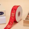 Fita Vermelha para Casamento com Hot Stamping de 2,5 cm com Palavras Felizes Tira Vermelha Grande Fita para Edredom Embalagem de Caixa de Presente