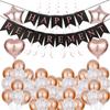 Banderines de tirar con letras 'RETIREMENT' de cola de milano en oro negro europeo y americano, decoración de diadema con globos, suministros para fiesta HAPPY RETIREMENT