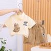 Conjunto de Camiseta de Verão Urso Desenho Animado para Meninos 2025 Novo Roupas de Verão Fofas para Bebês Estilo Coreano Casual Conjunto de Duas Peças