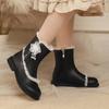 Botas de Princesa para Meninas Outono e Inverno, Botas de Cano Médio Antiderrapantes com Solado Grosso para Crianças Maiores, Botas de Cano Médio Infantis de Cor Sólida Novo Estilo com Solado de Borracha