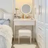 Pequena penteadeira, estilo creme para quarto, design compacto, novo modelo 2026, economiza espaço, mesa de maquiagem simples