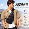 Bolsa de peito de couro bovino de primeira camada masculina para esportes e lazer, bolsa de peito transversal, couro