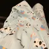 Pijama azul con manchas de cachorro estilo japonés para mujer, conjunto de dos piezas de cárdigan con shorts de manga corta para verano, ropa casual para el hogar para niñas