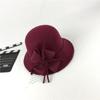Sombrero estilo coreano para mujer, de lana, para otoño e invierno, con forma de cúpula, de malla, de pescador, de fieltro de color liso, pequeño, estilo británico Hugh