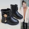 Botas para Meninas 2026 Outono e Inverno Novas Botas de Princesa da Moda para Crianças Maiores, Botas Martin Infantil com Lã, Botas Curtas de Couro para Meninas