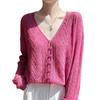 Cardigan de Punto con Cuello en V, Mezcla de Seda de Morera y Cachemir, Nuevo para Primavera y Verano 2025, Calado de Ganchillo, Top Suave tipo Cera