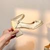 Zapatos Mary Jane de Satén Francés con Lazo y Tacón Grueso para Mujer, Populares Estilo Hada, Zapatos Poco Profundos que Aumentan la Altura