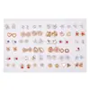 Venta Caliente Transfronteriza de 36 Pares de Juegos de Aretes Geométricos, Accesorios de Aretes de Flor y Animal de Plástico para Mujeres, Aretes Pequeños con Pedrería al por Mayor