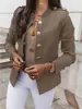 2026 Blazer Curto de Manga Longa Slim Fit Botonê Estilo Europeu e Americano Mais Vendido na Amazon Eaby Transfronteiriço