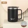 Taza de acero inoxidable 304 transfronteriza con tapa, taza de café de alta estética para oficina, taza de té con asa, vaso para beber
