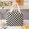 Bolsa de mano de pana estampada simple, bolsa de almuerzo térmica para el trabajo, bolsa de almacenamiento para lonchera y bolsa de hielo