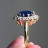Fábrica de Joyería Transfronteriza Nuevo Modelo Anillo de Zafiro Temu, Joyería de Moda y Sencilla para Mujer Incrustada con Diamantes, Anillo de Diamante de Boda