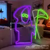 Novo Painel Traseiro de Produto da Amazon Halloween Neon Ceifador Foice Morcego Piscante LED Decoração de Festa Luz Noturna