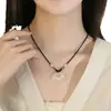 Collar de Ágata Blanca y Calcedonia con Patrón de Nubes y Colgante de Plata para Mujer, con Jade Hetian, Nuevo Estilo Chino, Lujo Ligero de Verano, Diseño de Nicho