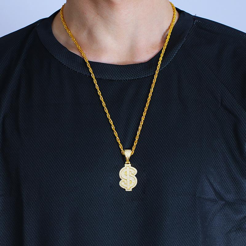 修5嘻哈满钻小美金项链