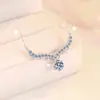 Collar de Princesa Sonriente de Venta Caliente Transfronterizo Plata de Ley S925 Cadena para Clavícula Corona Brillante Estilo de Alta Gama Colgante de Moissanita