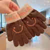 Guantes de Dedos Lindos para Niños Niñas Invierno Prueba de Frío Cálido Juego de Cinco Dedos Conjunto Completo de Dedos Tejido para Bebé Niños de Invierno