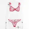 Lencería Europea y Americana Pura Pasión Chica Encaje Bordado Corazón Transparente Sexy Íntimos Conjunto de Dos Piezas 14405