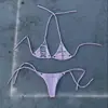 Estilo Novo de Verão Transfronteiriço Biquíni Sexy para Mulheres com Strass em Formato de Cruz Estilo Ins Menina Popular para Praia com Amarração