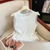 WZXSK Academy Estilo Reductor de Edad Top sin Mangas Texturizado para Mujer Volante Verano Nuevo Lazo ins Energético Reducir