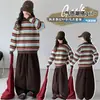 Nueva colección de otoño 2026 para niñas: suéter de punto a rayas, atuendo casual y versátil, estilo primavera y otoño, conjunto de pantalones para niños de talla mediana y grande