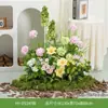 Arreglo de Flores Artificiales y Plantas Verdes HY-DS3 para Decoración de Fondo de Boda, Flor de Mesa, Decoración de Mesa de Comedor, Decoración de Flores Falsas de Lujo Ligero