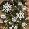 Decorações de floco de neve com glitter de Natal da Amazon Cross-Border, decorações de árvore de Natal de floco de neve de plástico branco