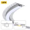 Canal para Fita de LED com Borda de Renda Flexível, Canal de Alumínio Cinza com Linha Curva Pré-Embutida, Kit de Perfil de Alumínio Embutido Oculto