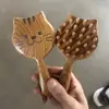 Fabricante Pente com Almofada de Ar de Sândalo Dourado Rosto de Gatinho Desenho Animado Fofo Pente com Almofada de Ar Compacto Portátil Pente Massageador com Bolsa de Ar Atacado