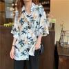 Camisa Floral de Manga Corta para Vacaciones en la Playa para Mujer Estilo Hawaiano Super Hada Camisa Floral de Playa Estilo Retro de Hong Kong Top Estilo Bf