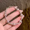 Pulseira com Contas Pérola Rosa Manta, Pulseira de Luxo Leve de Nicho para Mulheres, Joias de Contas Esfera de Diamante Exquisite de Alta Qualidade Atacado