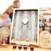 Pizarra de Firma para Boda con Marco de Madera Creativo DIY Corazón de Bendición de Boda Mensaje Fiesta de Boda Libro de Firma para Invitados