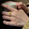 Novo Anel de Cabacinha Estilo Chinês Método Antigo Ponto de Broca e Fio-Puxado Anel para Mulheres Dourado Joia de Alta Qualidade Moda Retro Estilo de Corte